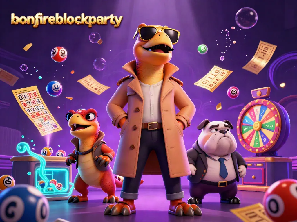 Engage in thrilling gameplay at bonfireblockparty with dynamic lottery balls and colorful casino elements.