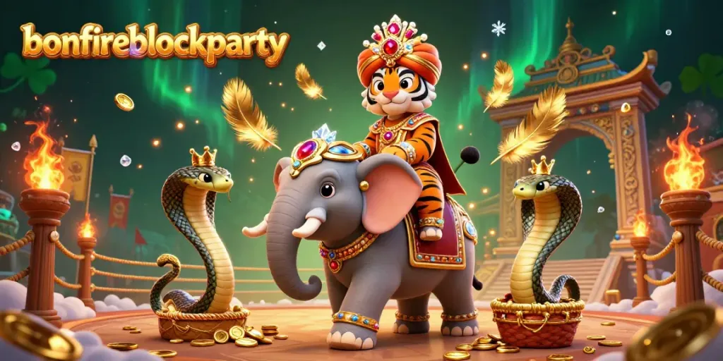 Experience excitement at bonfireblockparty with this 3D rendering of a dynamic casino scene featuring gambling elements.